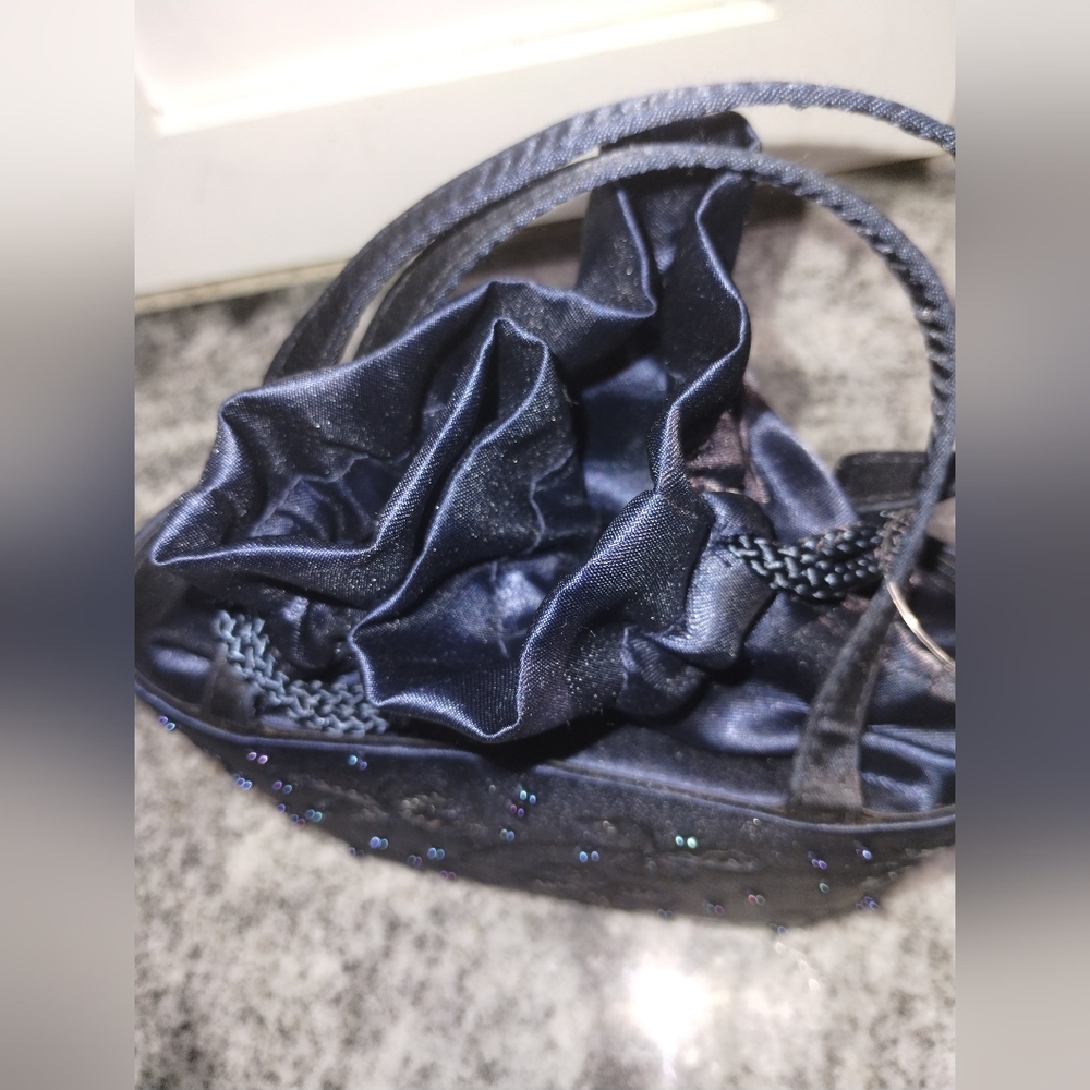 Sweet la regale beaded bag navy blue with drawstring - Picture 2 of 6